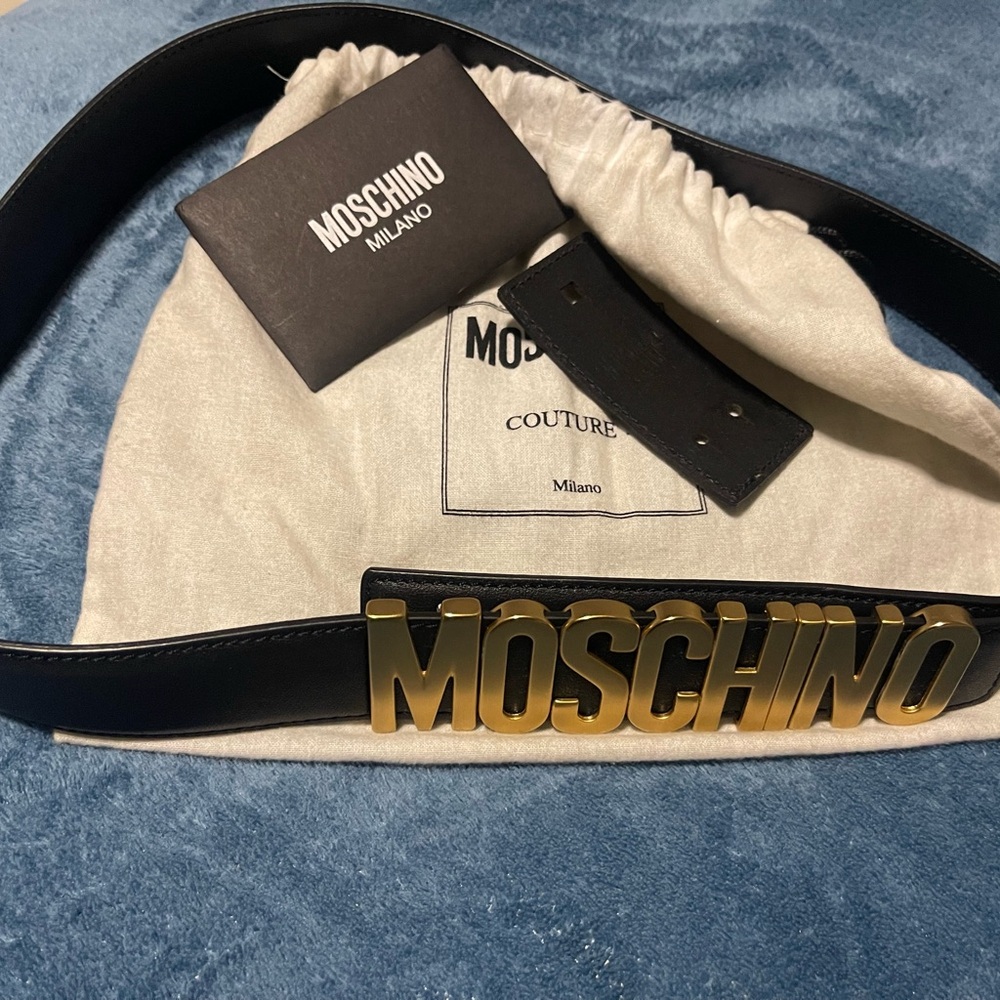 Moschino Black Leather Belt